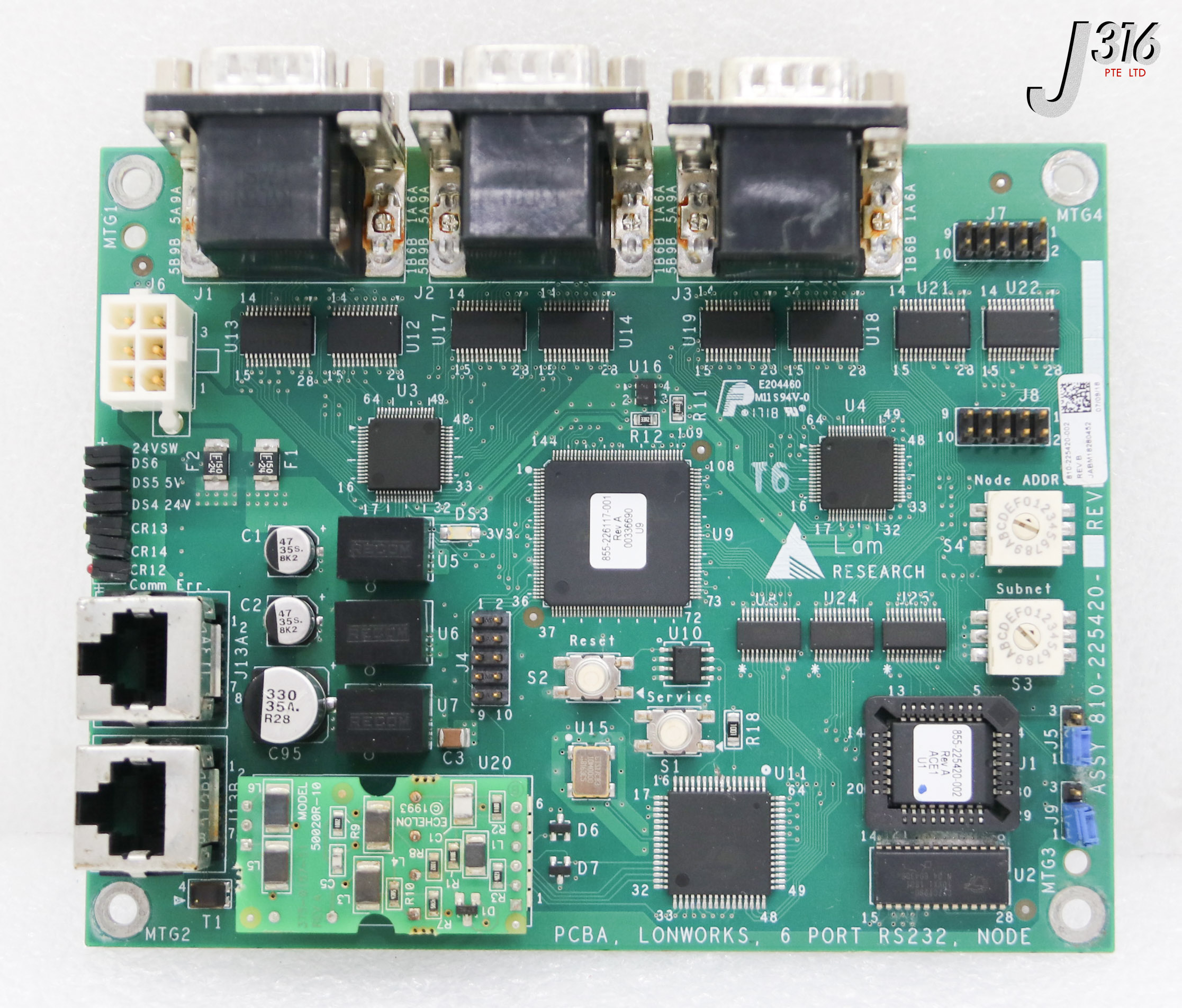 【12】 37056 LAM RESEARCH PCBA, LONWORKS, 6 PORT RS232, NODE 810-225420